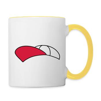 cap hat cap capy headwear cool design cl - Contrasting Mug - white/yellow - Right