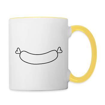 cool 2 coeurs saucisse griller hot dog gri - Mug contrasté - blanc/jaune - Droite