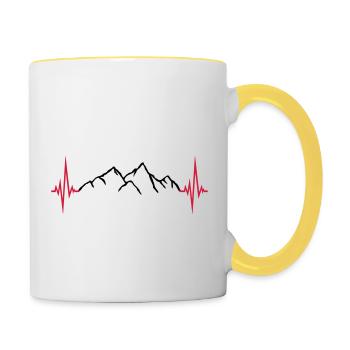mountains frequency pulse heartbeat mountains excursion wan - Contrasting Mug - white/yellow - Right