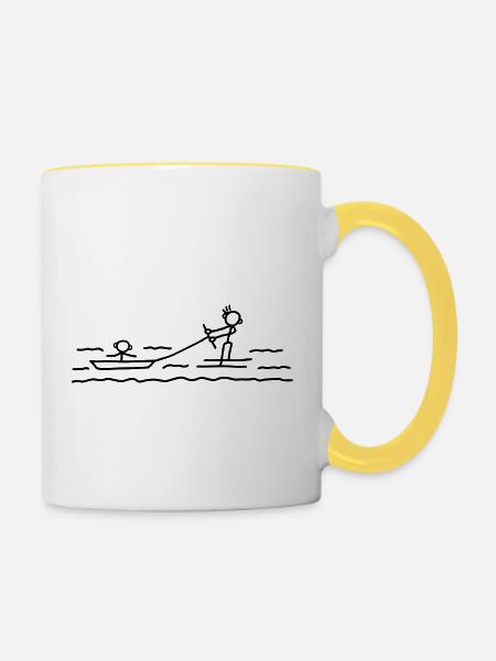 Wasserski fahren - Tasse zweifarbig - Weiß/Gelb