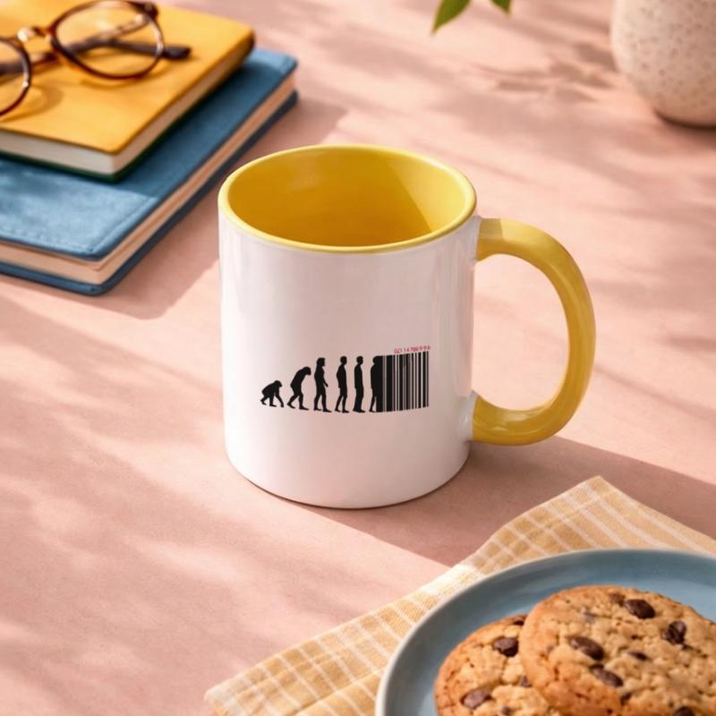 DARWIN - EVOLUTION SOCIETE - CODE BARRE Mug contrasté