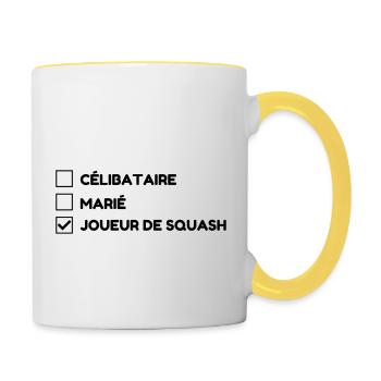 Squash Sport Game Match Champion Victory - Mug contrasté - blanc/jaune - Droite