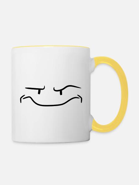 lustiges gesicht monster skeptisch cool comic cart - Tasse zweifarbig - Weiß/Gelb