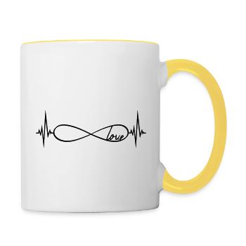 pouls pouls amour infini infini fréquence ewi - Mug contrasté - blanc/jaune - Droite