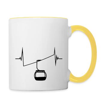 cable car pulse heartbeat frequency ECG gondola g - Contrasting Mug - white/yellow - Right