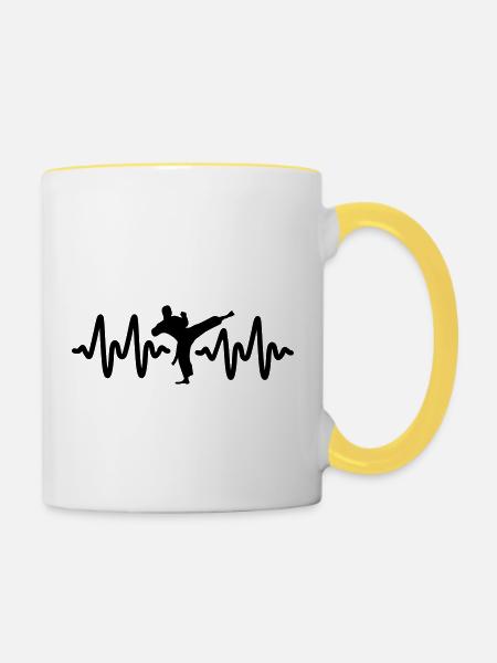 kampfsport - Tasse zweifarbig - Weiß/Gelb