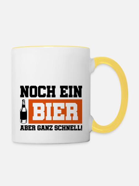 noch ein bier schnell - Tasse zweifarbig - Weiß/Gelb