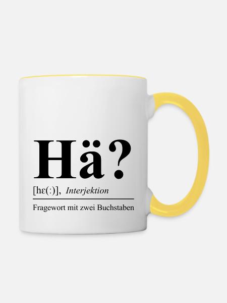 Hä? - Tasse zweifarbig - Weiß/Gelb
