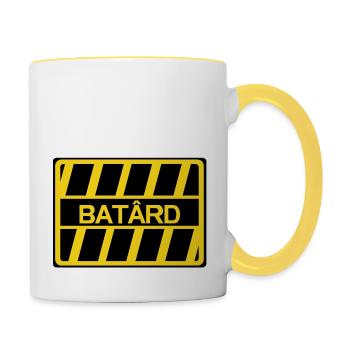 batard insults humor panel - Contrasting Mug - white/yellow - Right