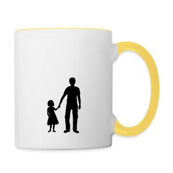 Vater Tochter Unendlich - Tasse zweifarbig - Weiß/Gelb - Rechts