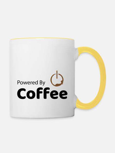 Angetrieben von Kaffee - Tasse zweifarbig - Weiß/Gelb