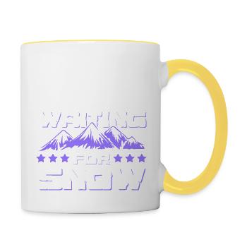 Schnee snow ski - Tasse zweifarbig - Weiß/Gelb - Rechts