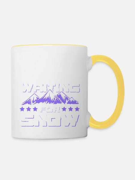 Schnee snow ski - Tasse zweifarbig - Weiß/Gelb