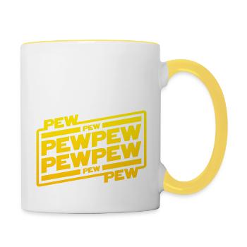 Pew Pew Pew - Tasse zweifarbig - Weiß/Gelb - Rechts