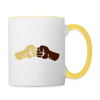 Schwarz Weiß Bros - Tasse zweifarbig - Weiß/Gelb - Rechts