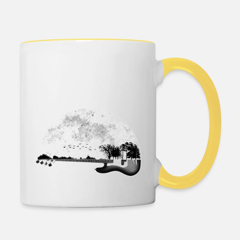 nature guitar - Contrasting Mug - white/yellow