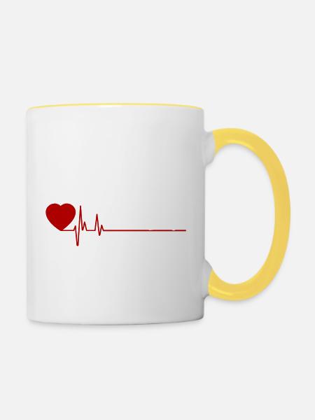 Female Weightlifting White with Red Heart Rate - Contrasting Mug - white/yellow