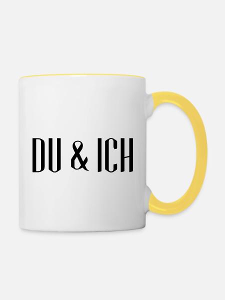 DU & ICH - Designer - Tasse zweifarbig - Weiß/Gelb