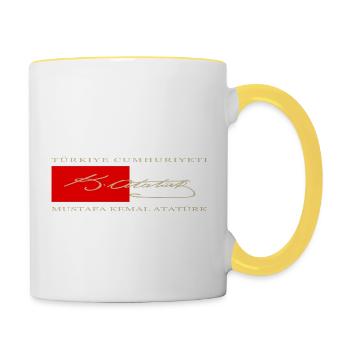 Mustafa Kemal Atatürk - Tasse zweifarbig - Weiß/Gelb - Rechts