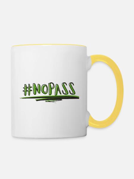 NO PASS - Tasse zweifarbig - Weiß/Gelb