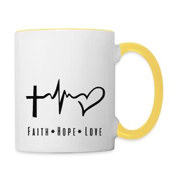 faith hope love - Mug contrasté - blanc/jaune - Droite