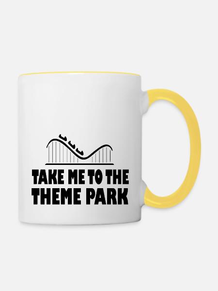 Rollercoaster Achterbahn - Tasse zweifarbig - Weiß/Gelb