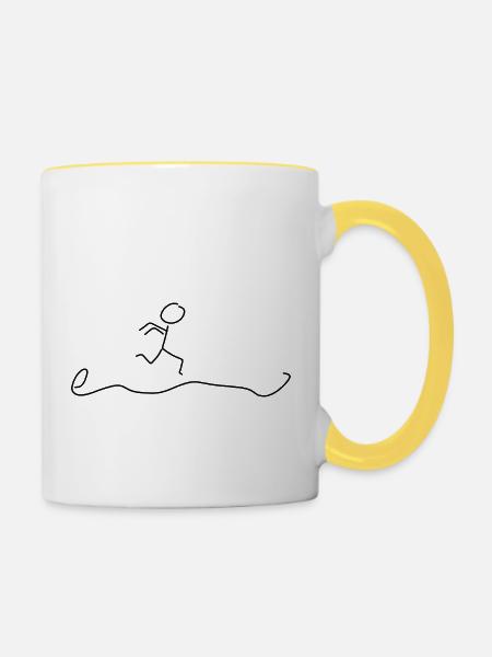 rennen laufen - Tasse zweifarbig - Weiß/Gelb