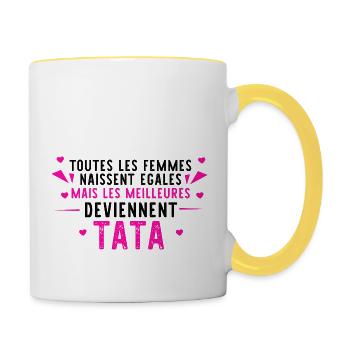 Les meilleures deviennent Tata - Mug contrasté - blanc/jaune - Droite