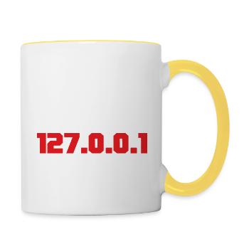 I hacked 127.0.0.1 computer nerd geek shirt - Contrasting Mug - white/yellow - Right