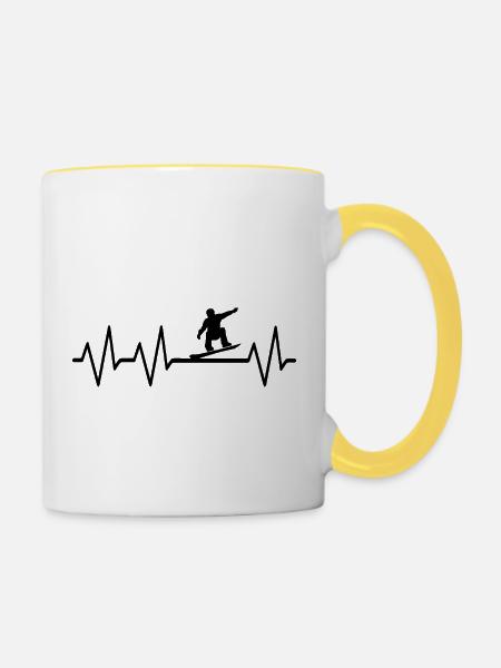 Snowboard Snowboarder - Tasse zweifarbig - Weiß/Gelb