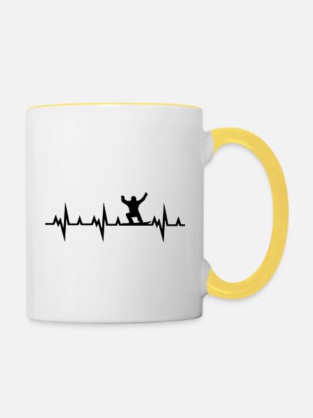 Snowboard Snowboarder - Tasse zweifarbig - Weiß/Gelb