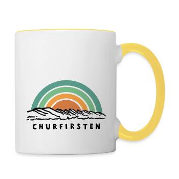 7 Sieben Churfirsten Alpstein Hiking Souvenir - Contrasting Mug - white/yellow - Right