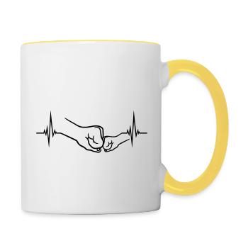 Puls Kind Fäuste - Tasse zweifarbig - Weiß/Gelb - Rechts