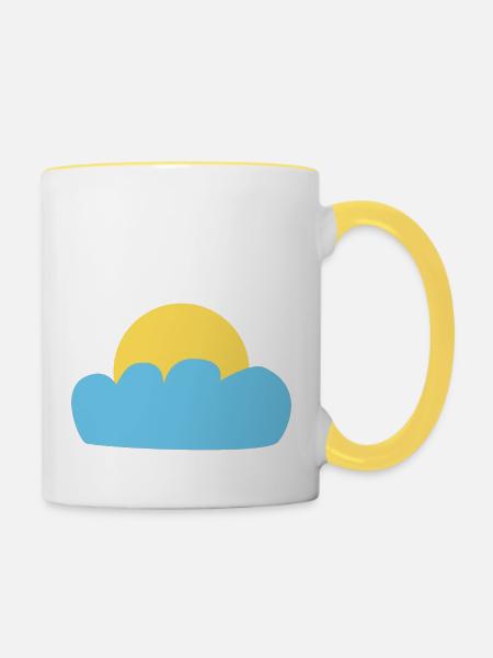 Sonne und Wolken - Tasse zweifarbig - Weiß/Gelb