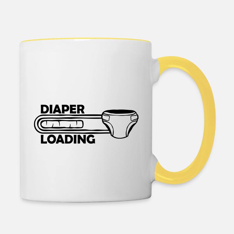 Windel Diaper Loading - Tasse zweifarbig - Weiß/Gelb