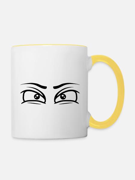 Yeux concentrés regard - Mug contrasté - blanc/jaune