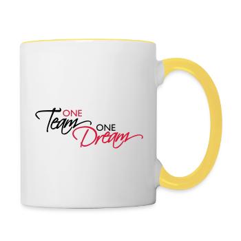 Lettrage d’une équipe - Mug contrasté - blanc/jaune - Droite
