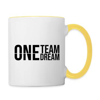 Devise Une équipe - Mug contrasté - blanc/jaune - Droite