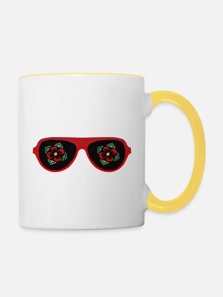 Sonnenbrille Blumenruhe - Tasse zweifarbig - Weiß/Gelb