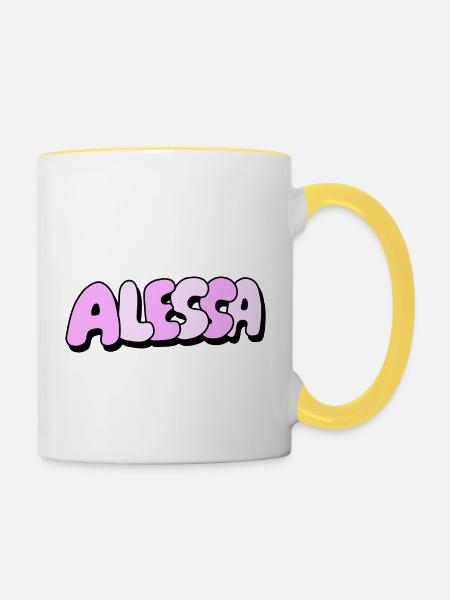 Alessa - Tasse zweifarbig - Weiß/Gelb