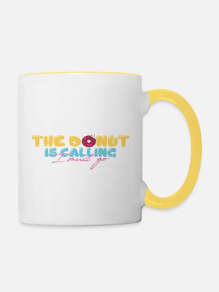 The Donut is Calling - Tasse zweifarbig - Weiß/Gelb