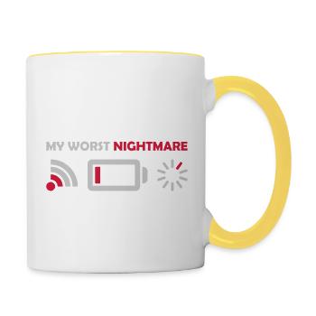 Mon pire cauchemar Logos - Mug contrasté - blanc/jaune - Droite