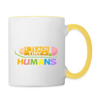I teach tiny Humans - Tasse zweifarbig - Weiß/Gelb - Rechts