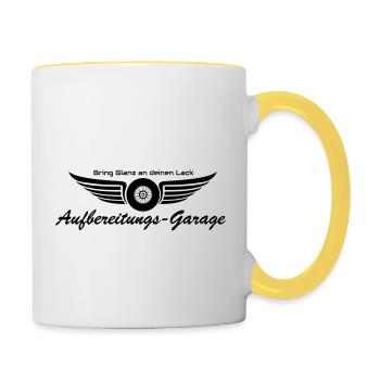 Aufbereitungs-Garage - Tasse zweifarbig - Weiß/Gelb - Rechts