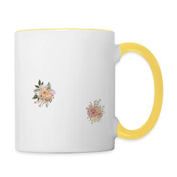 30e anniversaire fleuris (Cadeau de 30 ans) - Mug contrasté - blanc/jaune - Droite