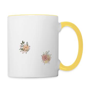 Blumen zum 49-jährigen Jubiläum (Geschenk von 49 Jahren) - Tasse zweifarbig - Weiß/Gelb - Rechts