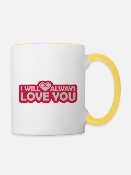 I will always love - Tasse zweifarbig - Weiß/Gelb