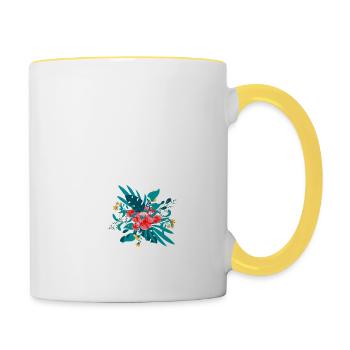 letter W flowered - Contrasting Mug - white/yellow - Right