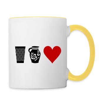 Geripptes Bembel Love - Bembel Desgin Frankfurt - Tasse zweifarbig - Weiß/Gelb - Rechts