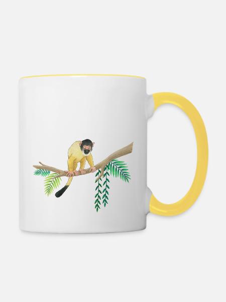 kleines Äffchen - Tasse zweifarbig - Weiß/Gelb